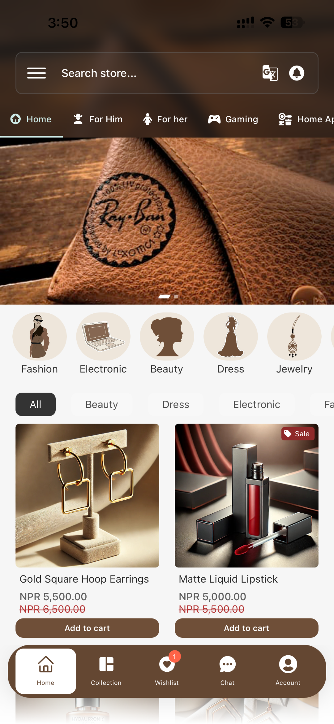 Evlop mobile app storefront preview