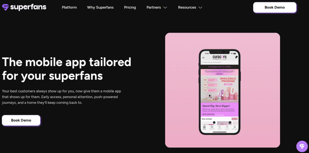 Superfans Shopify mobile app builder for branded mobile shopping experiences