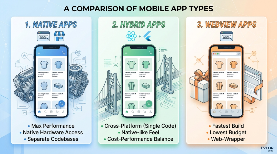 Shopify Mobile App Builders: Native, Webview, or Hybrid?